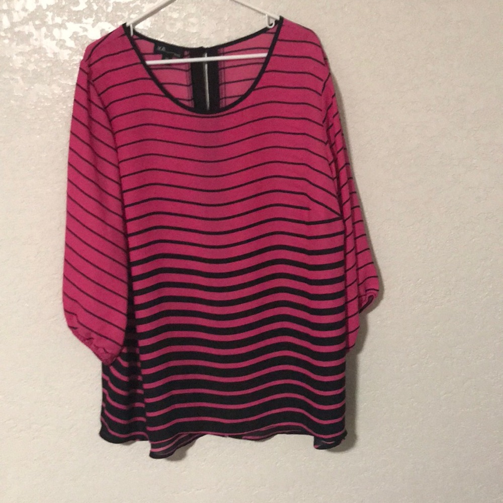 Pink and black sheer blouse. NWOT